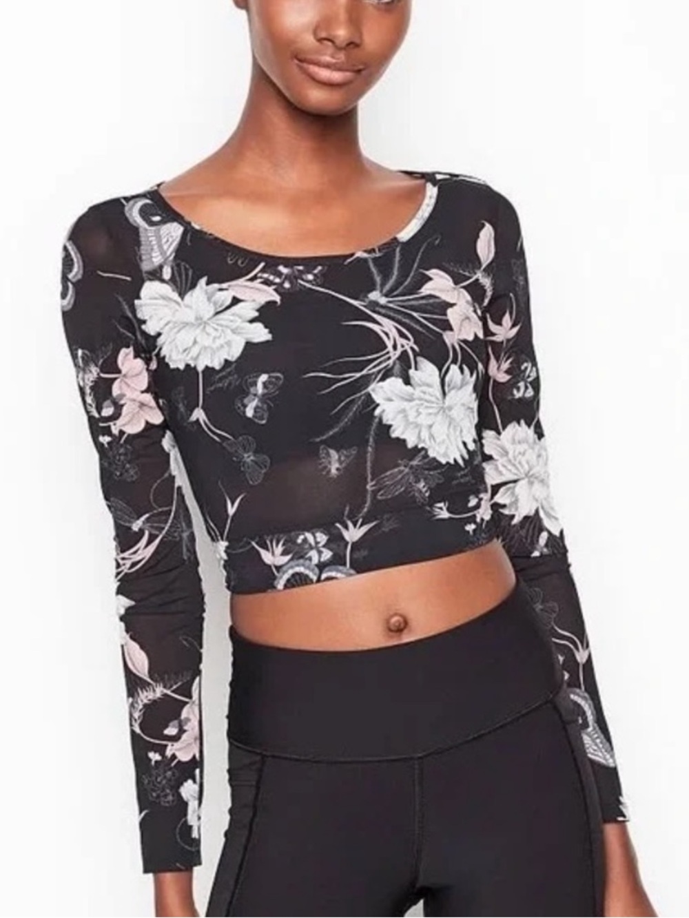 Victoria’s Secret Floral Mesh Long Sleeve Top M
